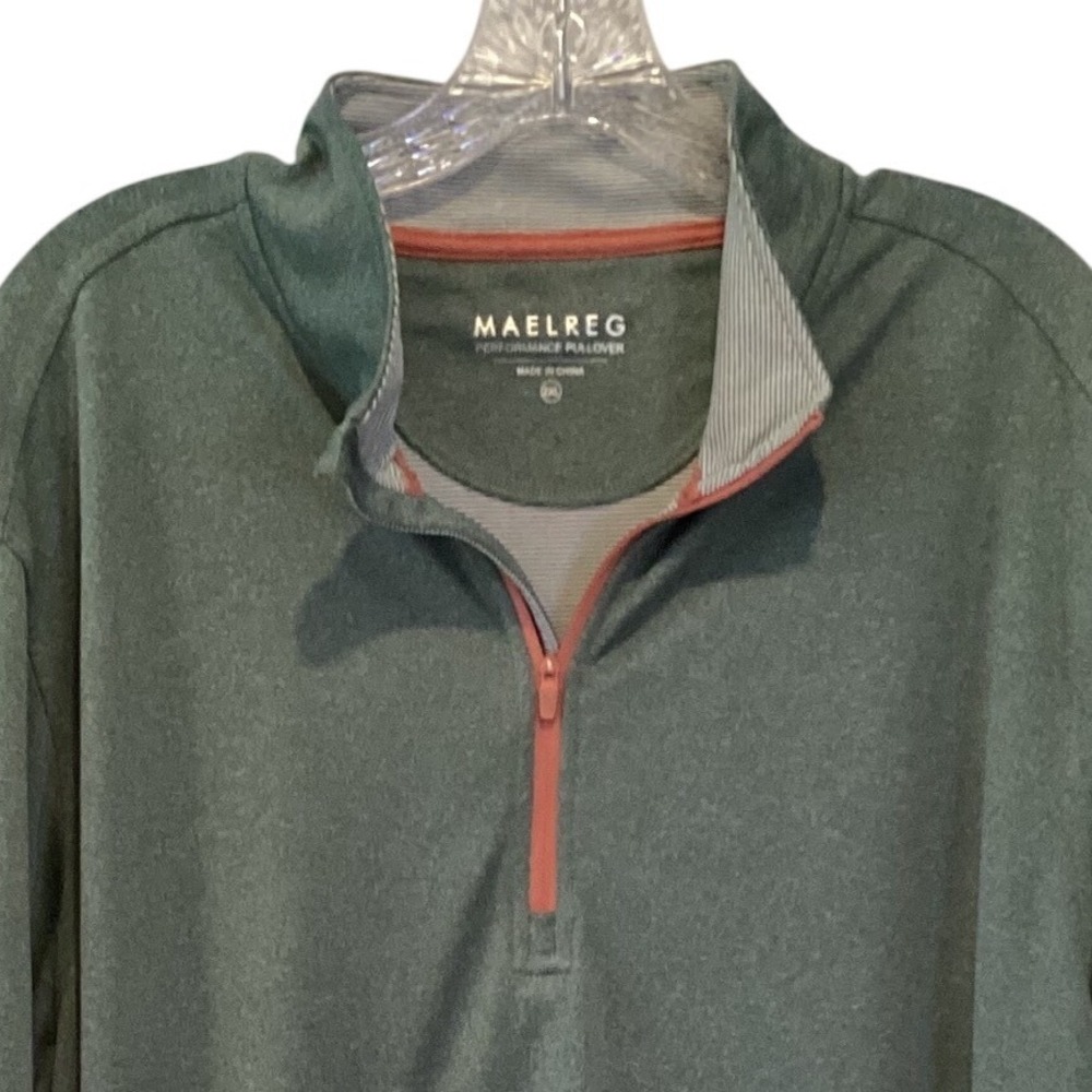 Maelreg Performance Pullover 1/4 Zip Heather Green Long Sleeve Shirt - 2XL